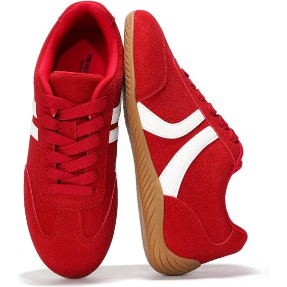 Shoes - Women's Red Casual Project Cloud Barefoot Shoes Memory Foam Lace-Up Sneakers